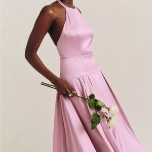 NWT Reformation Lilyann Satin Maxi Dress - Praline Orchid Pink Wedding Halter